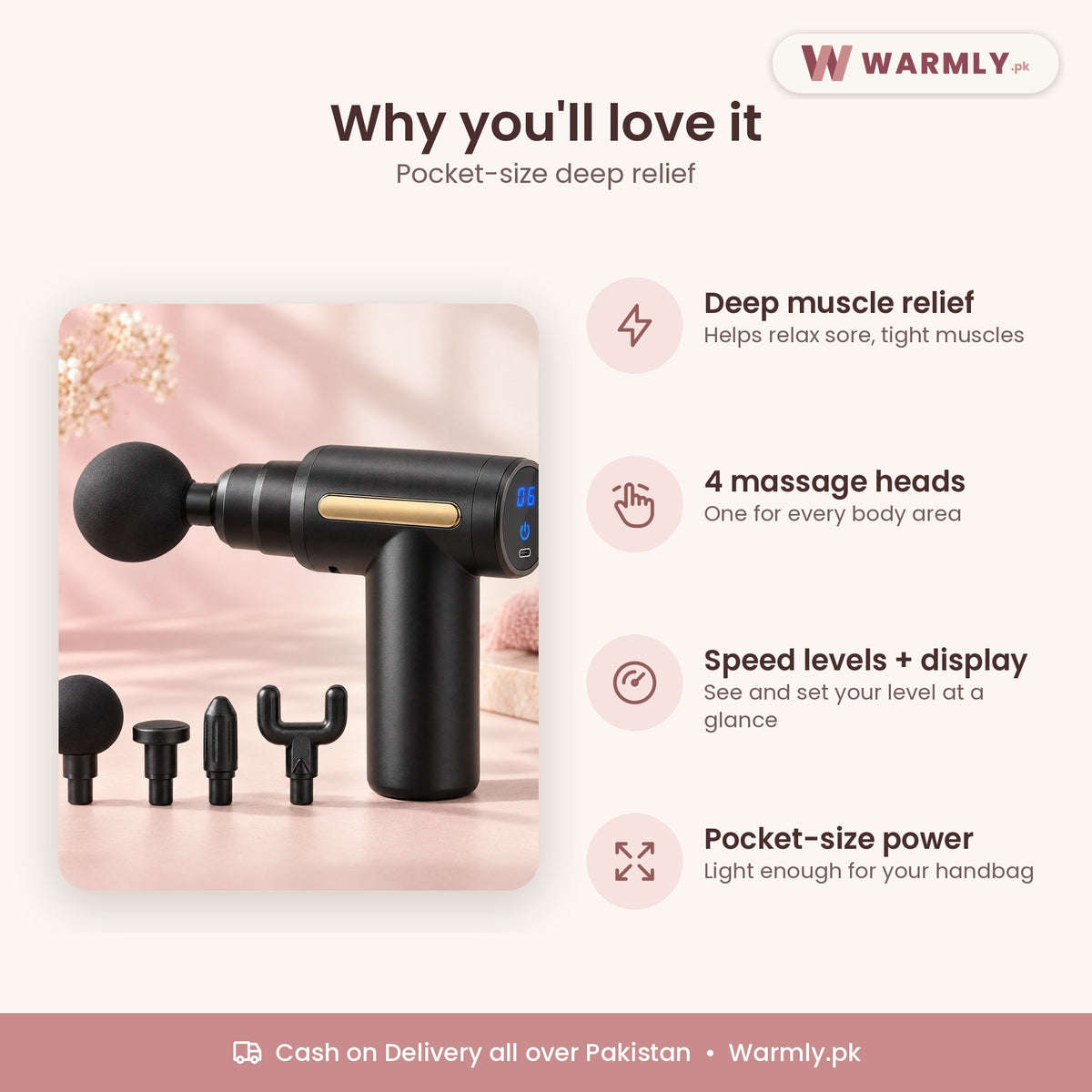 Warmly mini massage gun: benefits