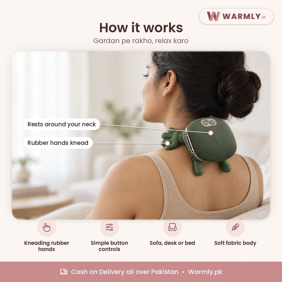 Warmly neck & shoulder kneading massager: how it works